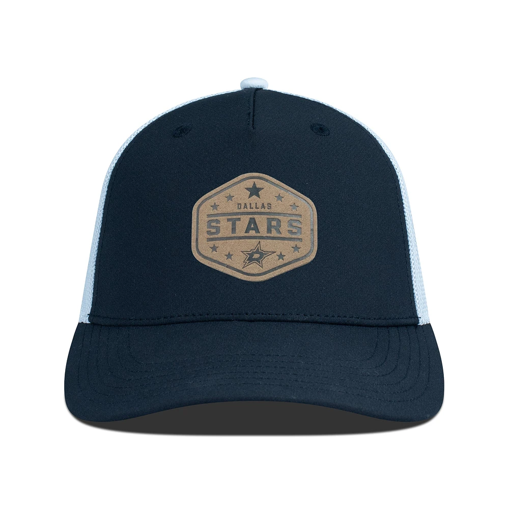 Men's Levelwear Black Dallas Stars Faux Leather Patch Structured Adjustable Hat