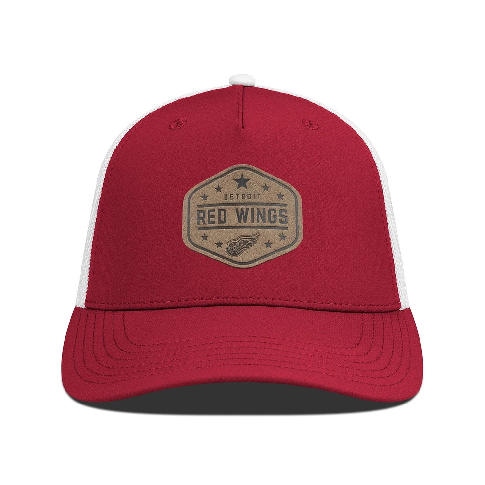 Men's Levelwear Red Detroit Red Wings Faux Leather Patch Structured Adjustable Hat