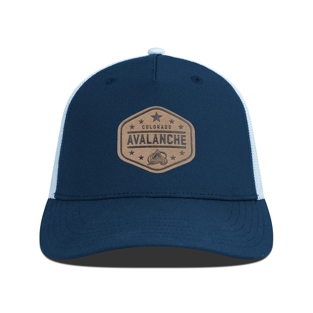 Men's Levelwear Navy Colorado Avalanche Faux Leather Patch Structured Adjustable Hat