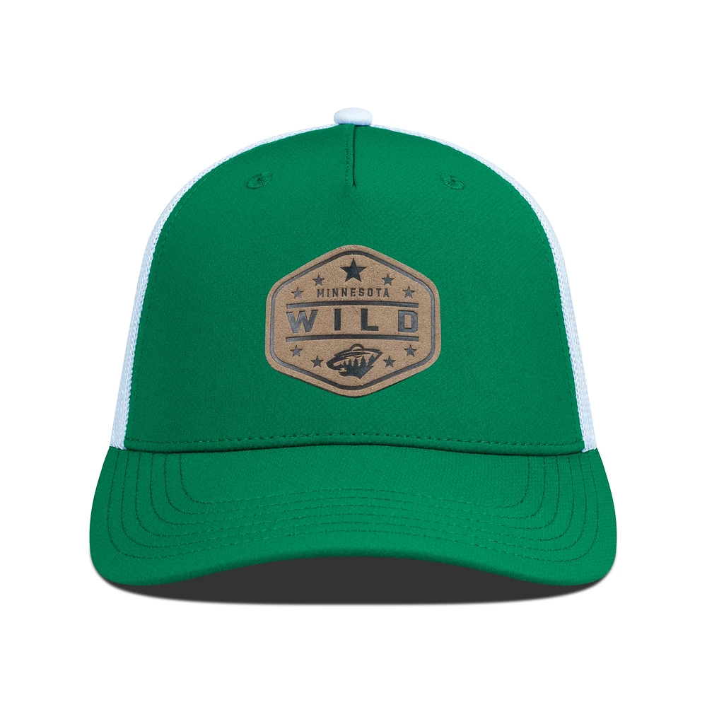 Men's Levelwear Green Minnesota Wild Faux Leather Patch Structured Adjustable Hat