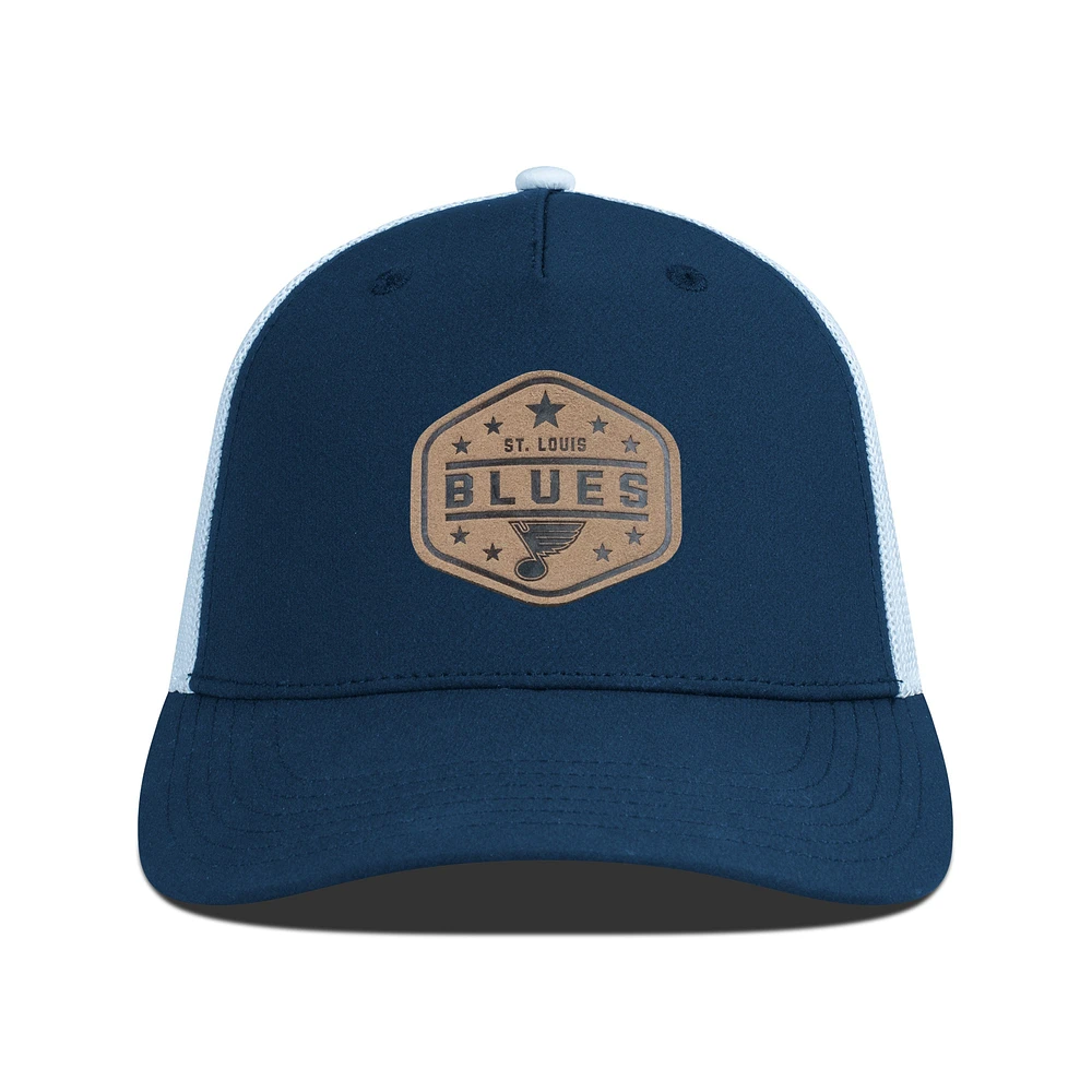 Men's Levelwear Navy St. Louis Blues Faux Leather Patch Structured Adjustable Hat