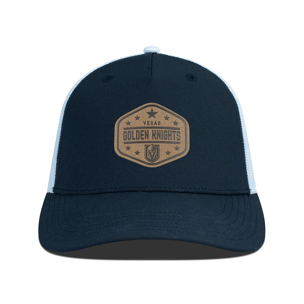 Men's Levelwear Black Vegas Golden Knights Faux Leather Patch Structured Adjustable Hat