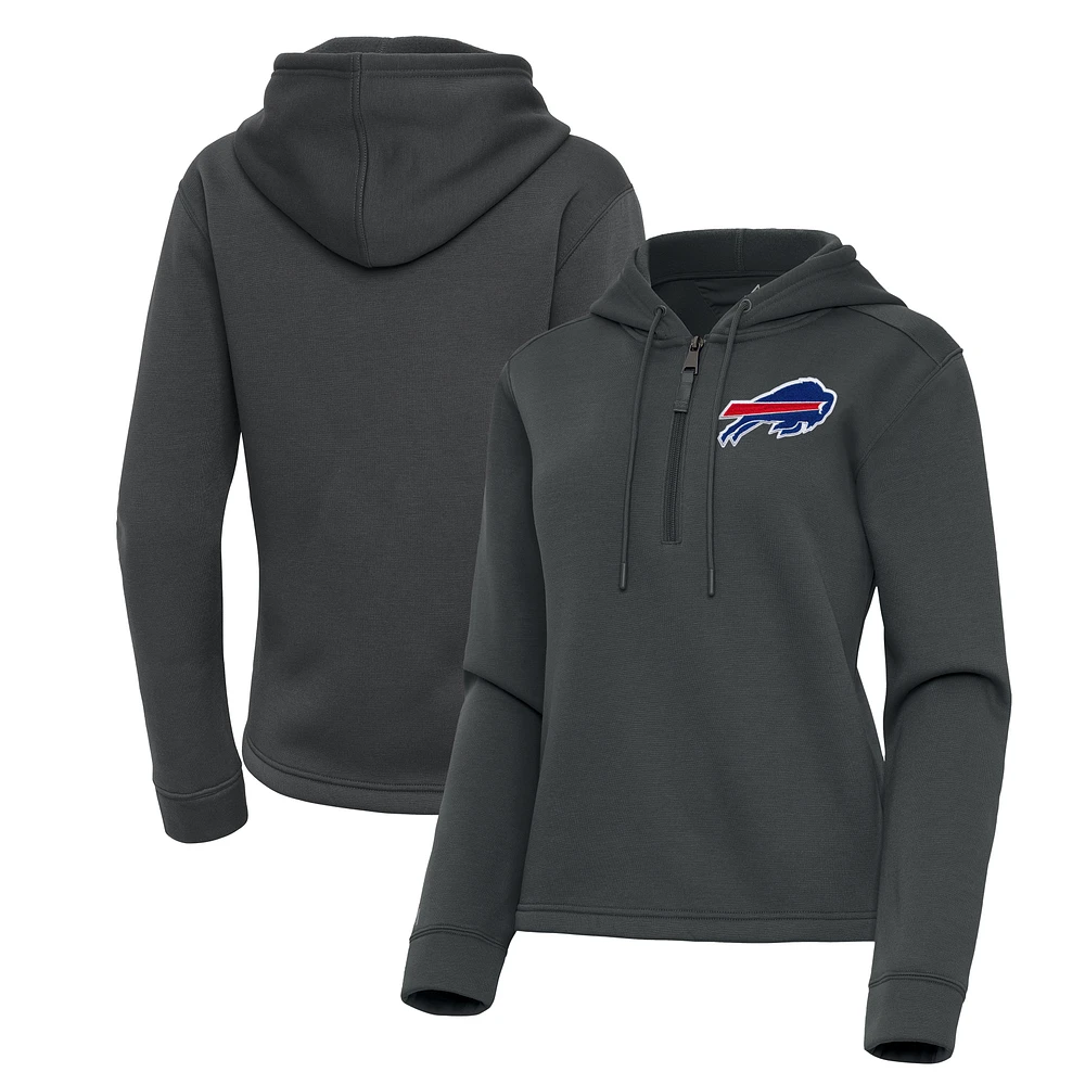 Women's Antigua Pewter Buffalo Bills Contemporary Quarter-Zip Hoodie