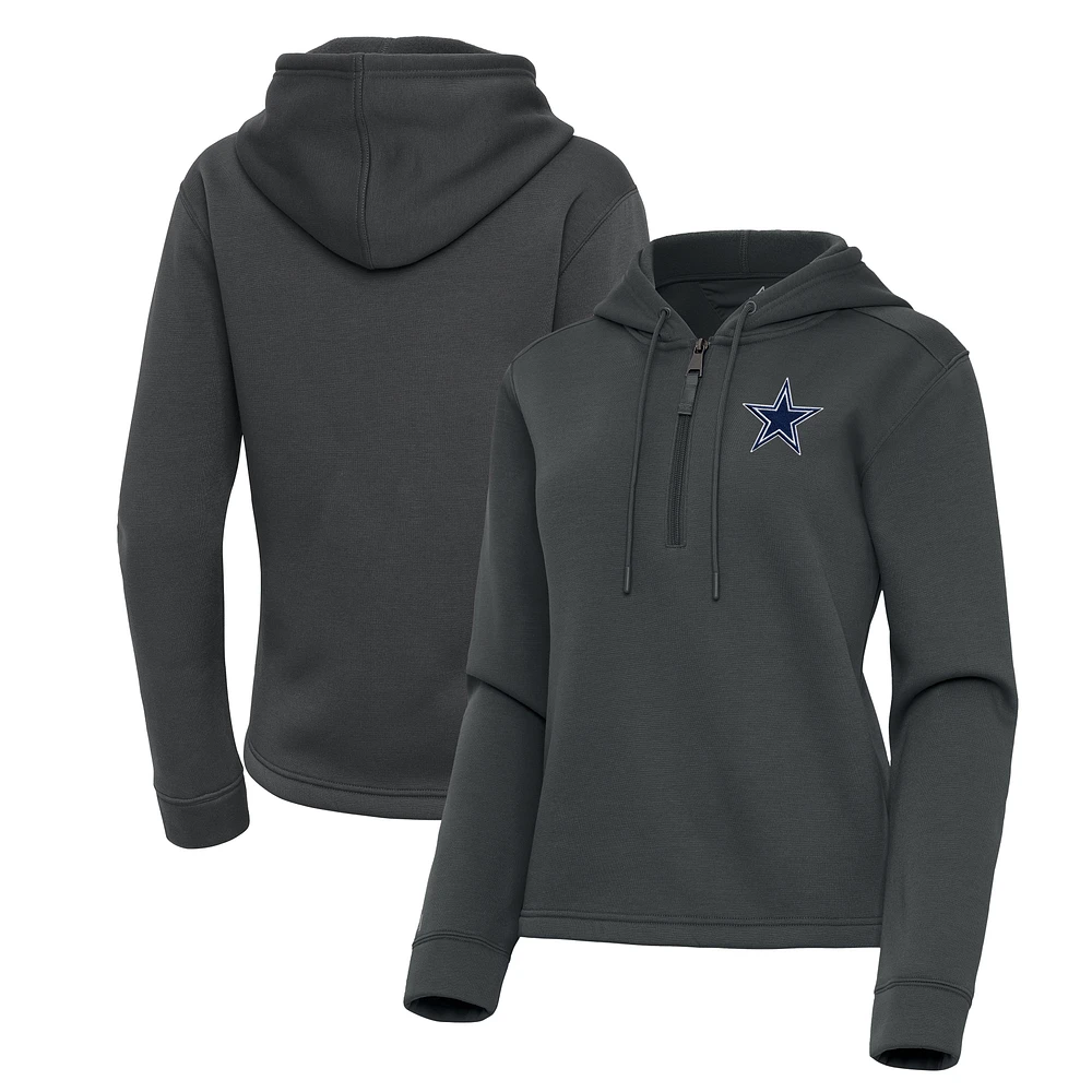 Women's Antigua Pewter Dallas Cowboys Contemporary Quarter-Zip Hoodie