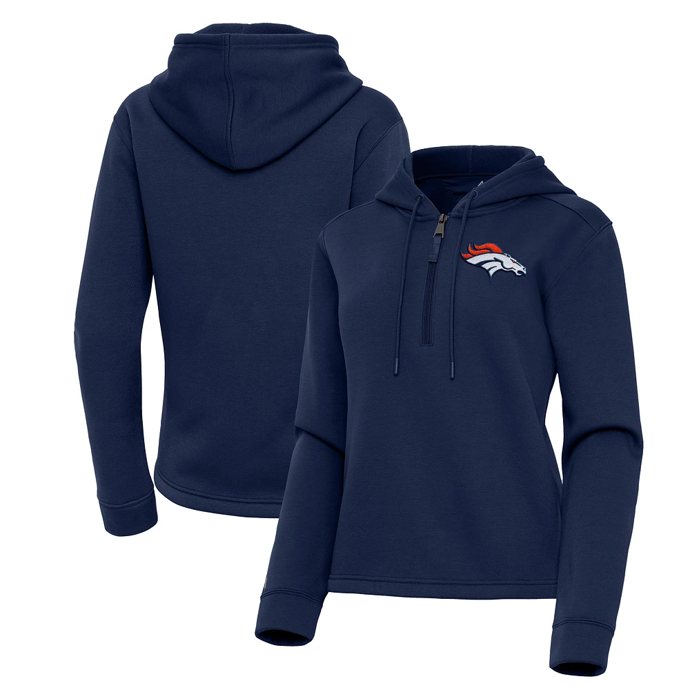Women's Antigua Navy Denver Broncos Contemporary Quarter-Zip Hoodie