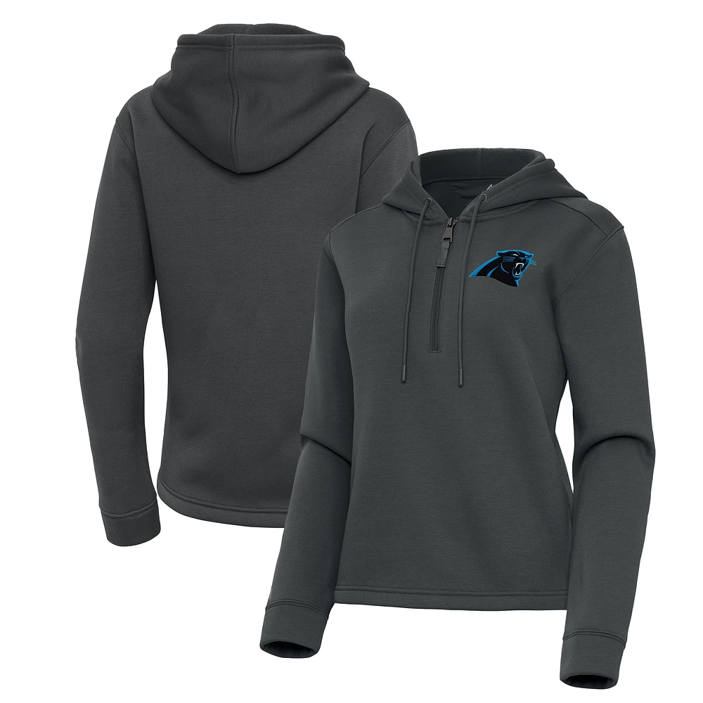 Women's Antigua Pewter Carolina Panthers Contemporary Quarter-Zip Hoodie