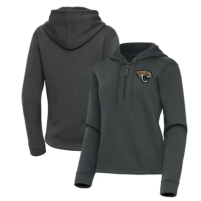 Women's Antigua Pewter Jacksonville Jaguars Contemporary Quarter-Zip Hoodie