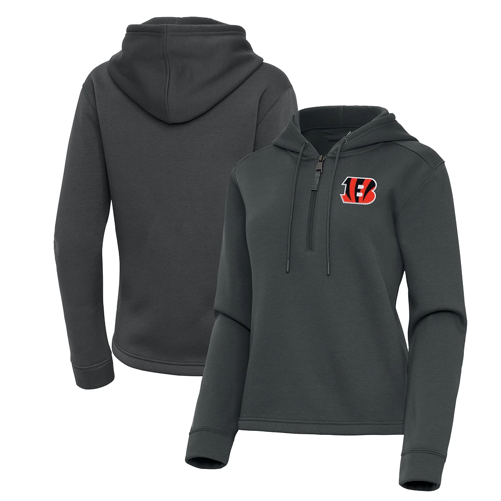 Women's Antigua Pewter Cincinnati Bengals Contemporary Quarter-Zip Hoodie