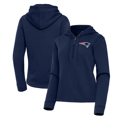 Women's Antigua Navy New England Patriots Contemporary Quarter-Zip Hoodie