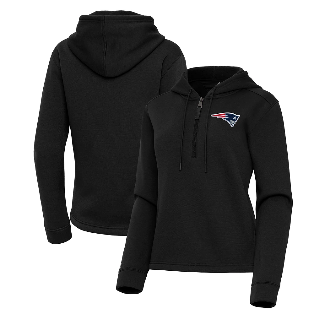 Women's Antigua New England Patriots Contemporary Quarter-Zip Hoodie
