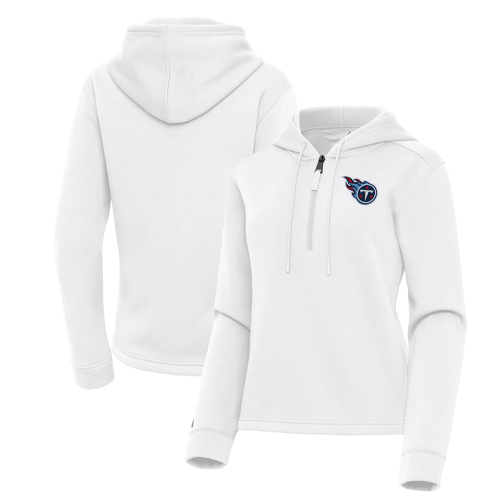 Women's Antigua White Tennessee Titans Contemporary Quarter-Zip Hoodie