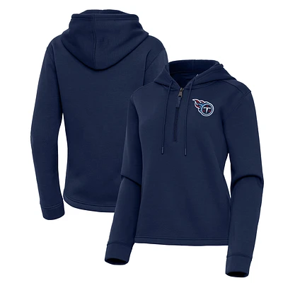 Women's Antigua Navy Tennessee Titans Contemporary Quarter-Zip Hoodie