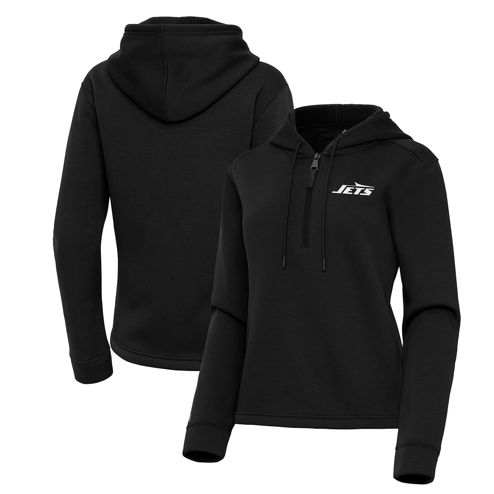 Women's Antigua New York Jets Contemporary Quarter-Zip Hoodie