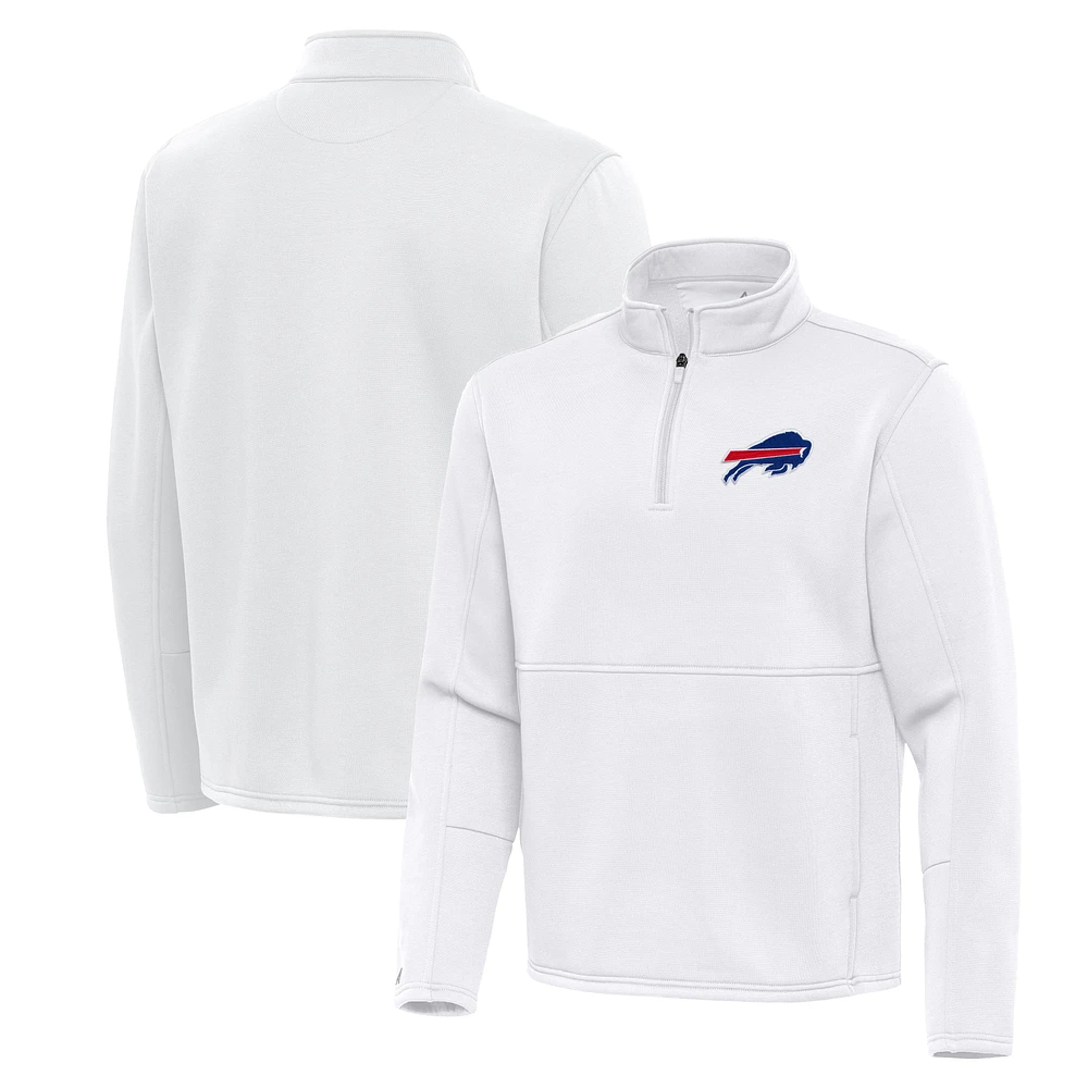 Men's Antigua White Buffalo Bills Twist Quarter-Zip Pullover Jacket