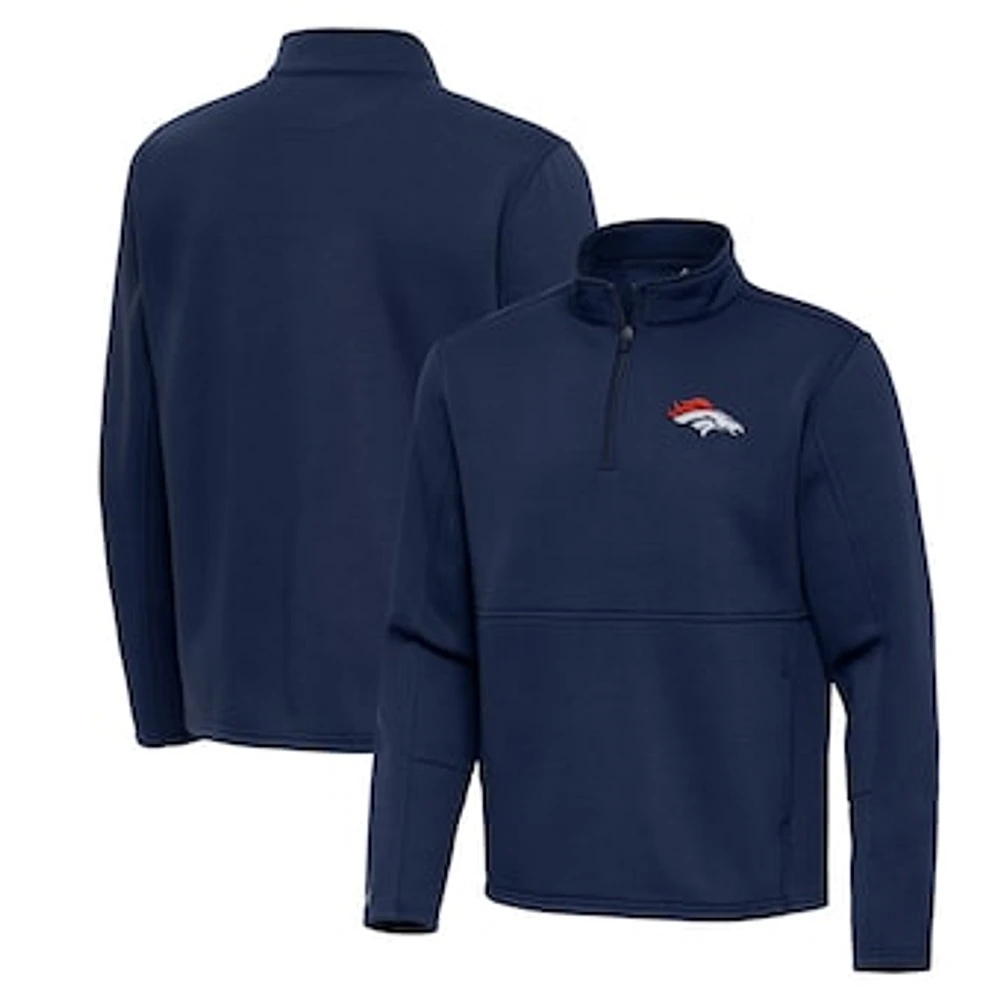 Men's Antigua Navy Denver Broncos Twist Quarter-Zip Pullover Jacket