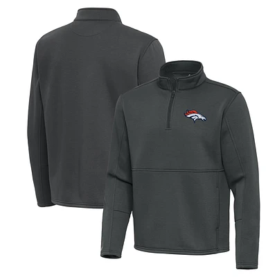 Men's Antigua Pewter Denver Broncos Twist Quarter-Zip Pullover Jacket
