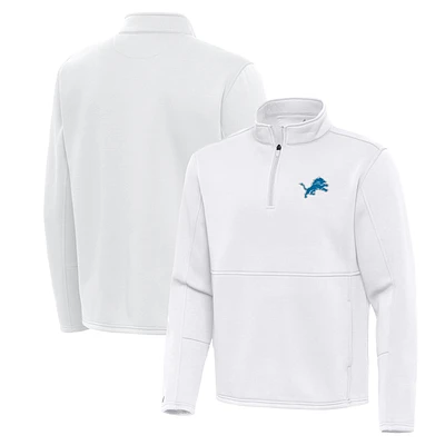 Men's Antigua White Detroit Lions Twist Quarter-Zip Pullover Jacket