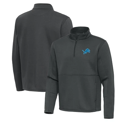 Men's Antigua Pewter Detroit Lions Twist Quarter-Zip Pullover Jacket