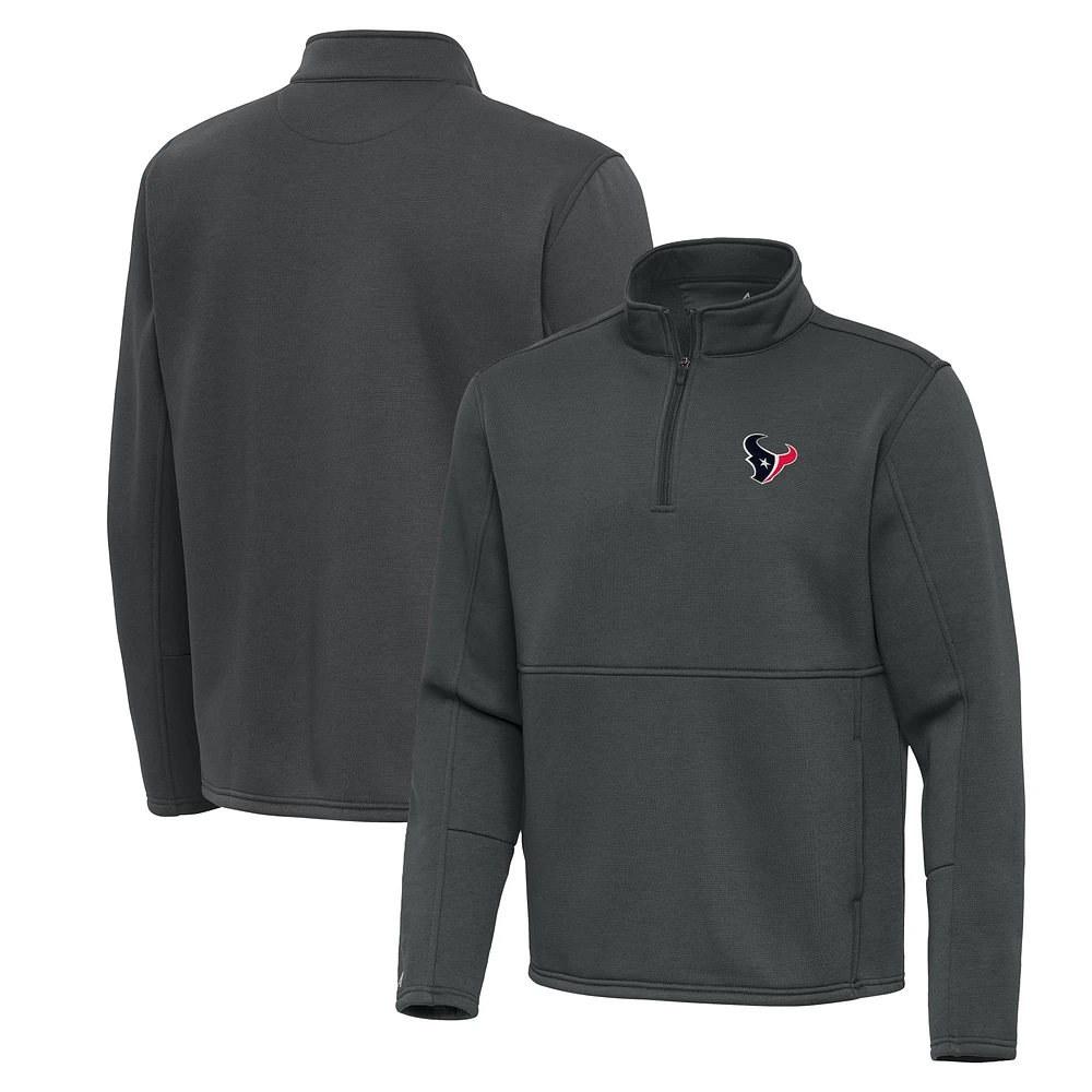 Men's Antigua Pewter Houston Texans Twist Quarter-Zip Pullover Jacket