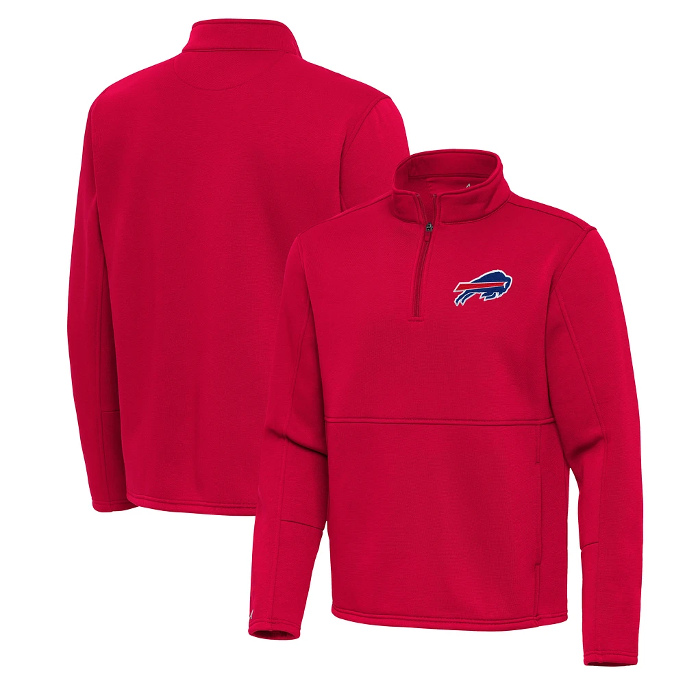 Men's Antigua Red Buffalo Bills Twist Quarter-Zip Pullover Jacket