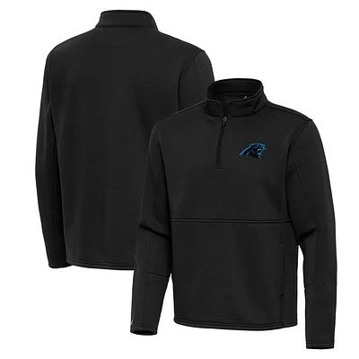 Men's Antigua Black Carolina Panthers Twist Quarter-Zip Pullover Jacket