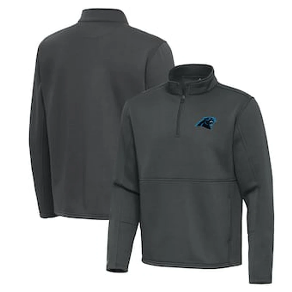 Men's Antigua Pewter Carolina Panthers Twist Quarter-Zip Pullover Jacket