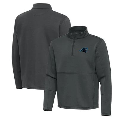 Men's Antigua Pewter Carolina Panthers Twist Quarter-Zip Pullover Jacket