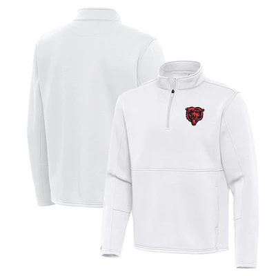 Men's Antigua White Chicago Bears Twist Quarter-Zip Pullover Jacket