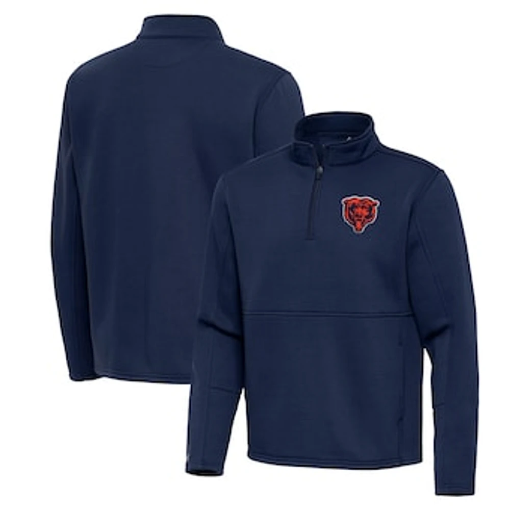 Men's Antigua Navy Chicago Bears Twist Quarter-Zip Pullover Jacket