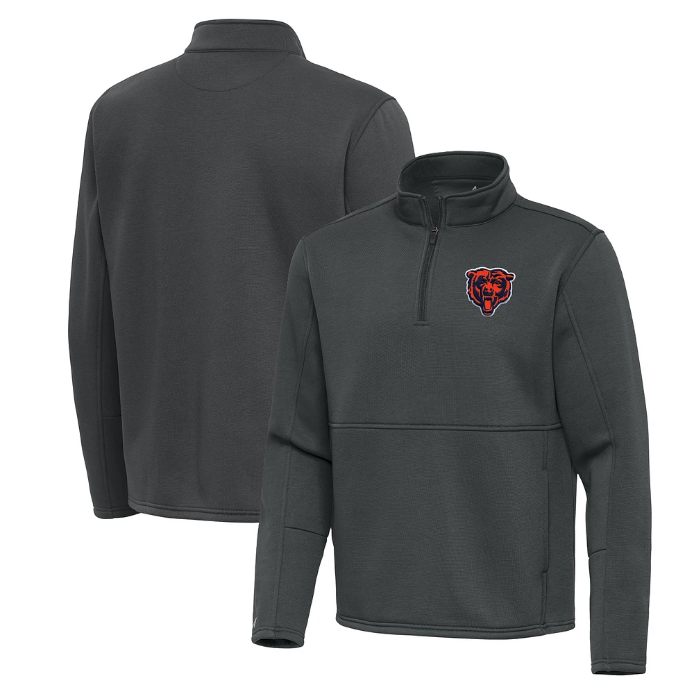 Men's Antigua Pewter Chicago Bears Twist Quarter-Zip Pullover Jacket