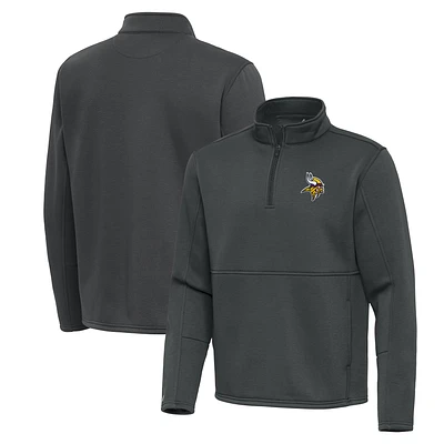 Men's Antigua Pewter Minnesota Vikings Twist Quarter-Zip Pullover Jacket