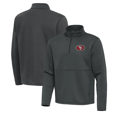 Men's Antigua Pewter San Francisco 49ers Twist Quarter-Zip Pullover Jacket