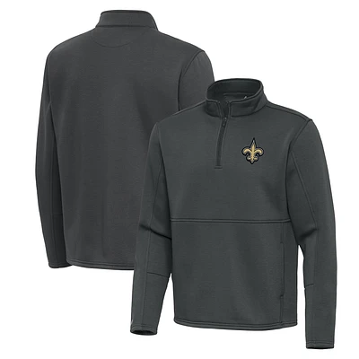 Men's Antigua Pewter New Orleans Saints Twist Quarter-Zip Pullover Jacket