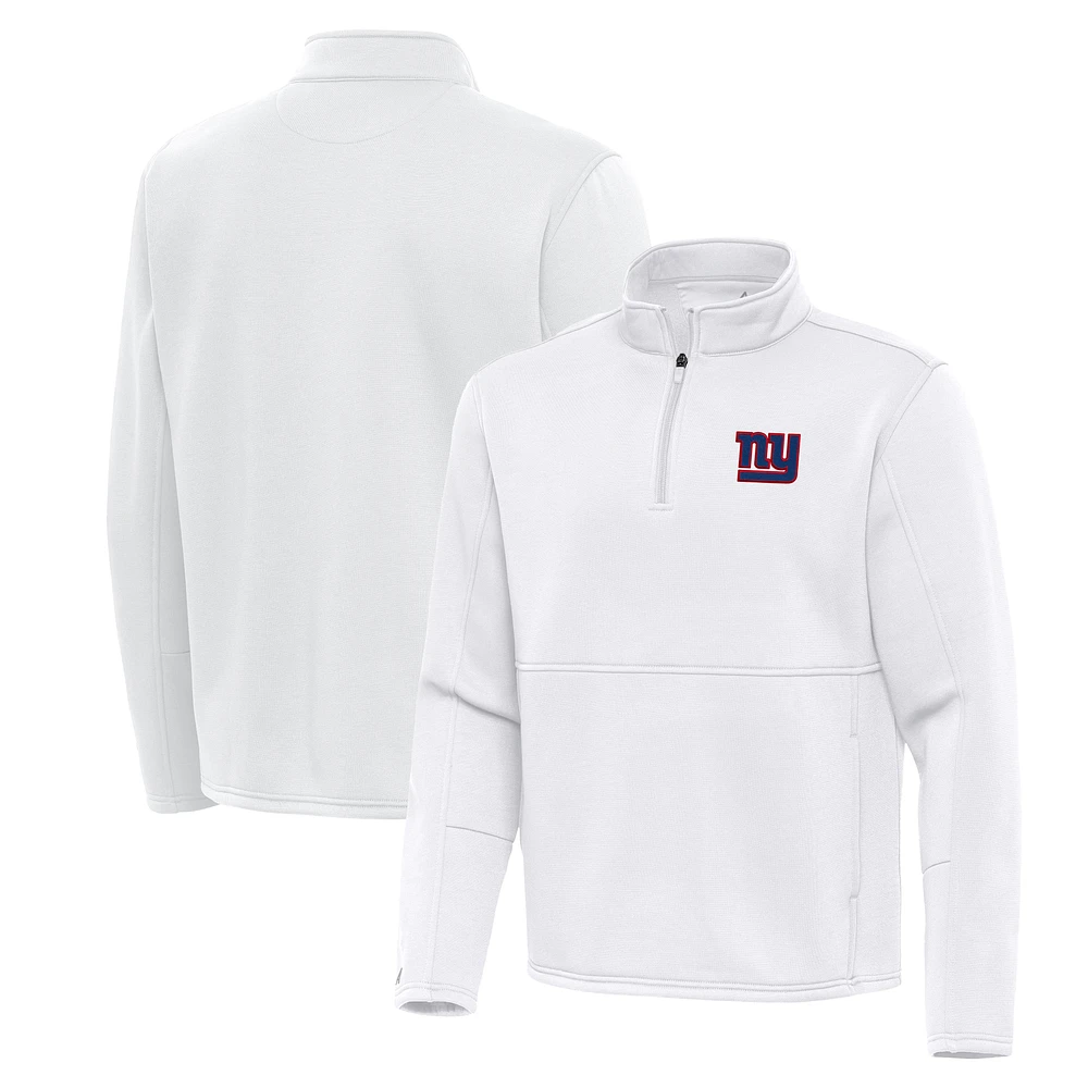 Men's Antigua White New York Giants Twist Quarter-Zip Pullover Jacket