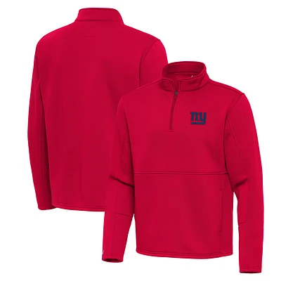 Men's Antigua Red New York Giants Twist Quarter-Zip Pullover Jacket