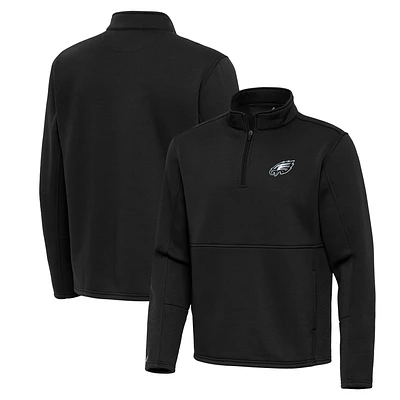 Men's Antigua Black Philadelphia Eagles Twist Quarter-Zip Pullover Jacket