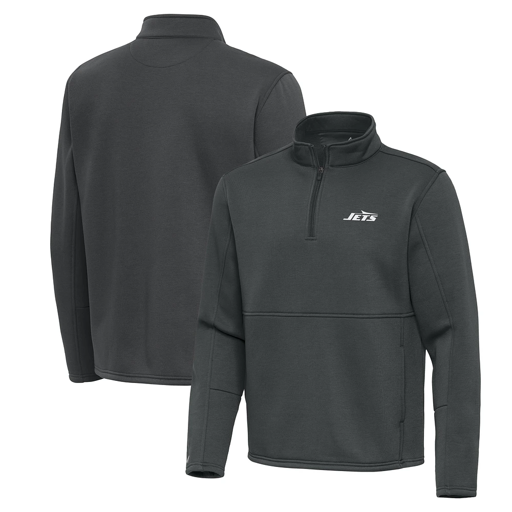Men's Antigua Pewter New York Jets Twist Quarter-Zip Pullover Jacket
