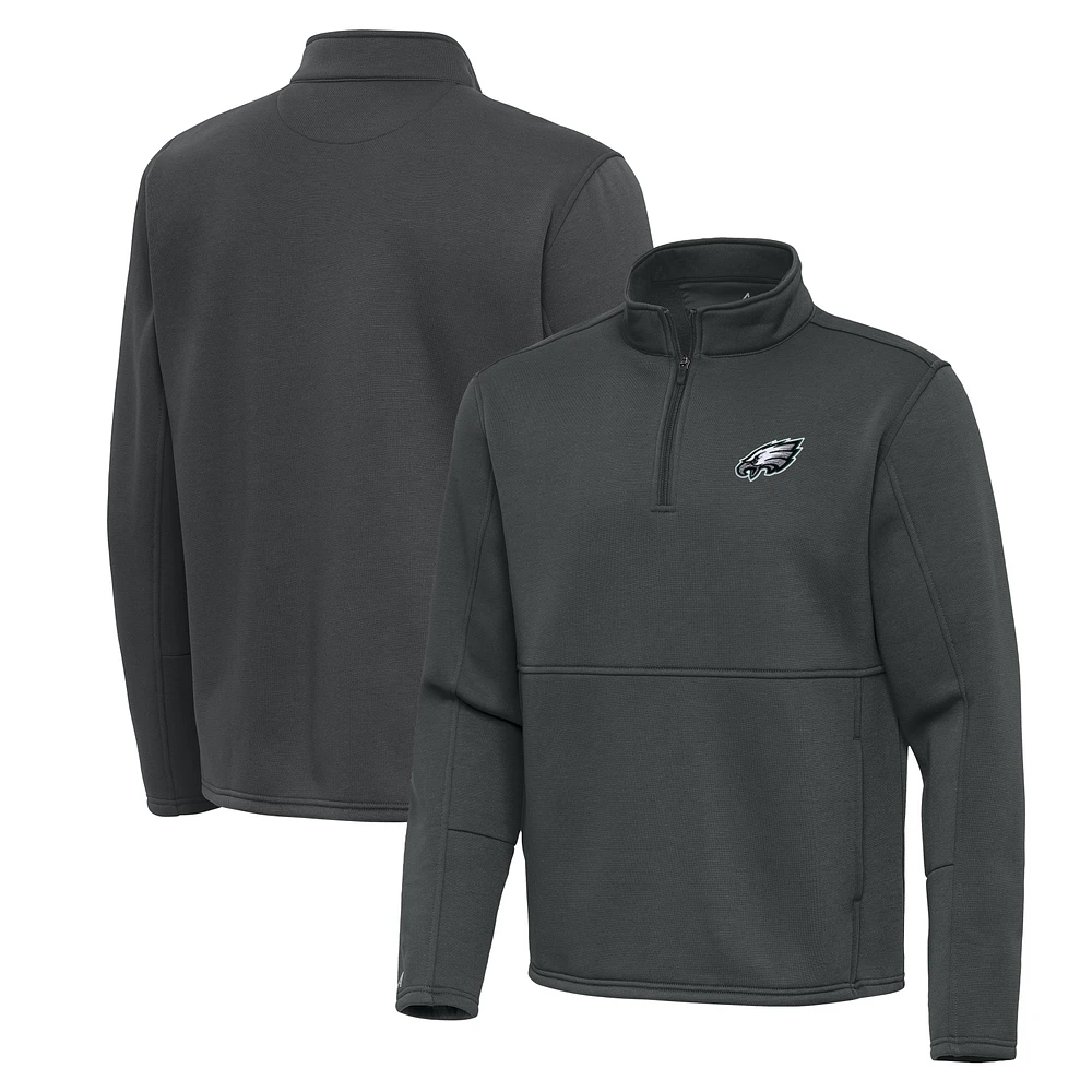 Men's Antigua Pewter Philadelphia Eagles Twist Quarter-Zip Pullover Jacket