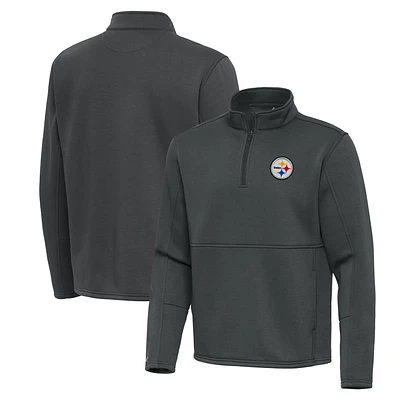 Men's Antigua Pewter Pittsburgh Steelers Twist Quarter-Zip Pullover Jacket