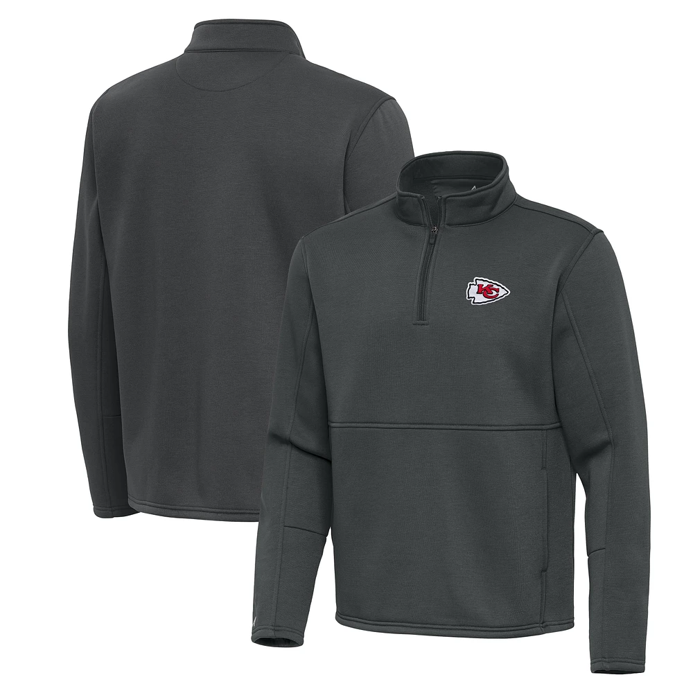 Men's Antigua Pewter Kansas City Chiefs Twist Quarter-Zip Pullover Jacket
