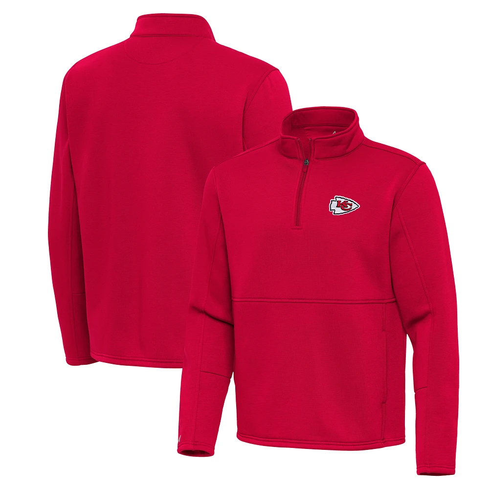 Men's Antigua Red Kansas City Chiefs Twist Quarter-Zip Pullover Jacket