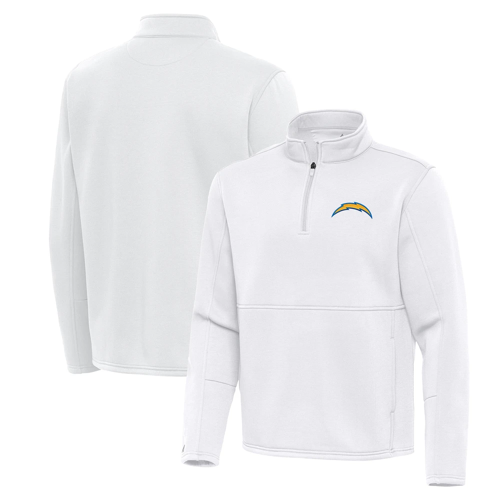 Men's Antigua White Los Angeles Chargers Twist Quarter-Zip Pullover Jacket