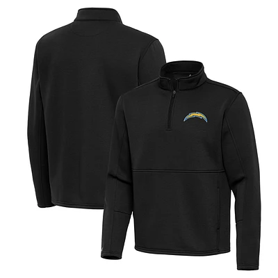Men's Antigua Black Los Angeles Chargers Twist Quarter-Zip Pullover Jacket