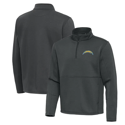 Men's Antigua Pewter Los Angeles Chargers Twist Quarter-Zip Pullover Jacket