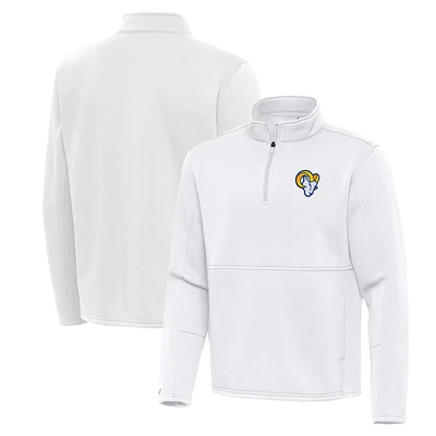Men's Antigua White Los Angeles Rams Twist Quarter-Zip Pullover Jacket