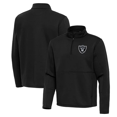 Men's Antigua Black Las Vegas Raiders Twist Quarter-Zip Pullover Jacket
