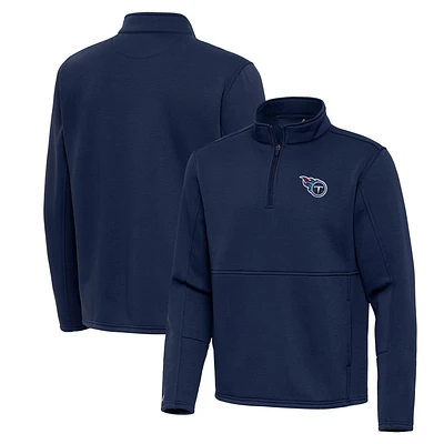 Men's Antigua Navy Tennessee Titans Twist Quarter-Zip Pullover Jacket