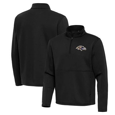 Men's Antigua Black Baltimore Ravens Twist Quarter-Zip Pullover Jacket