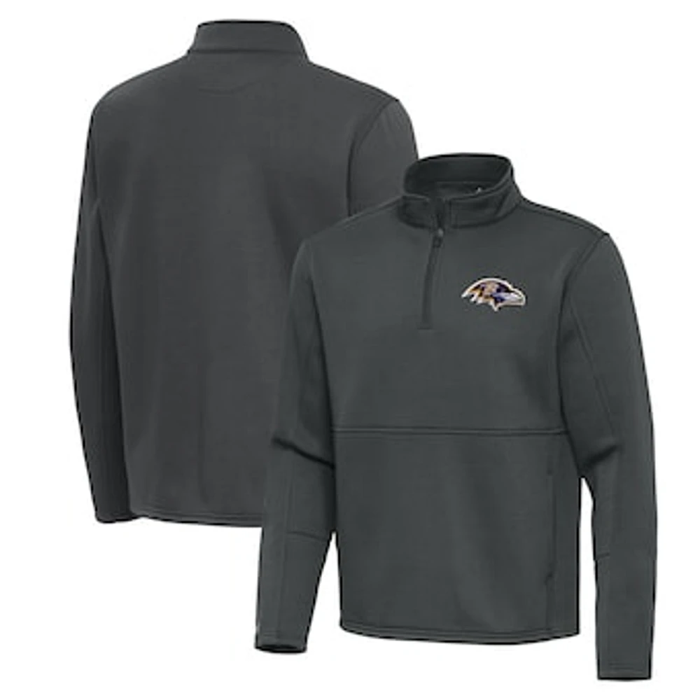 Men's Antigua Pewter Baltimore Ravens Twist Quarter-Zip Pullover Jacket