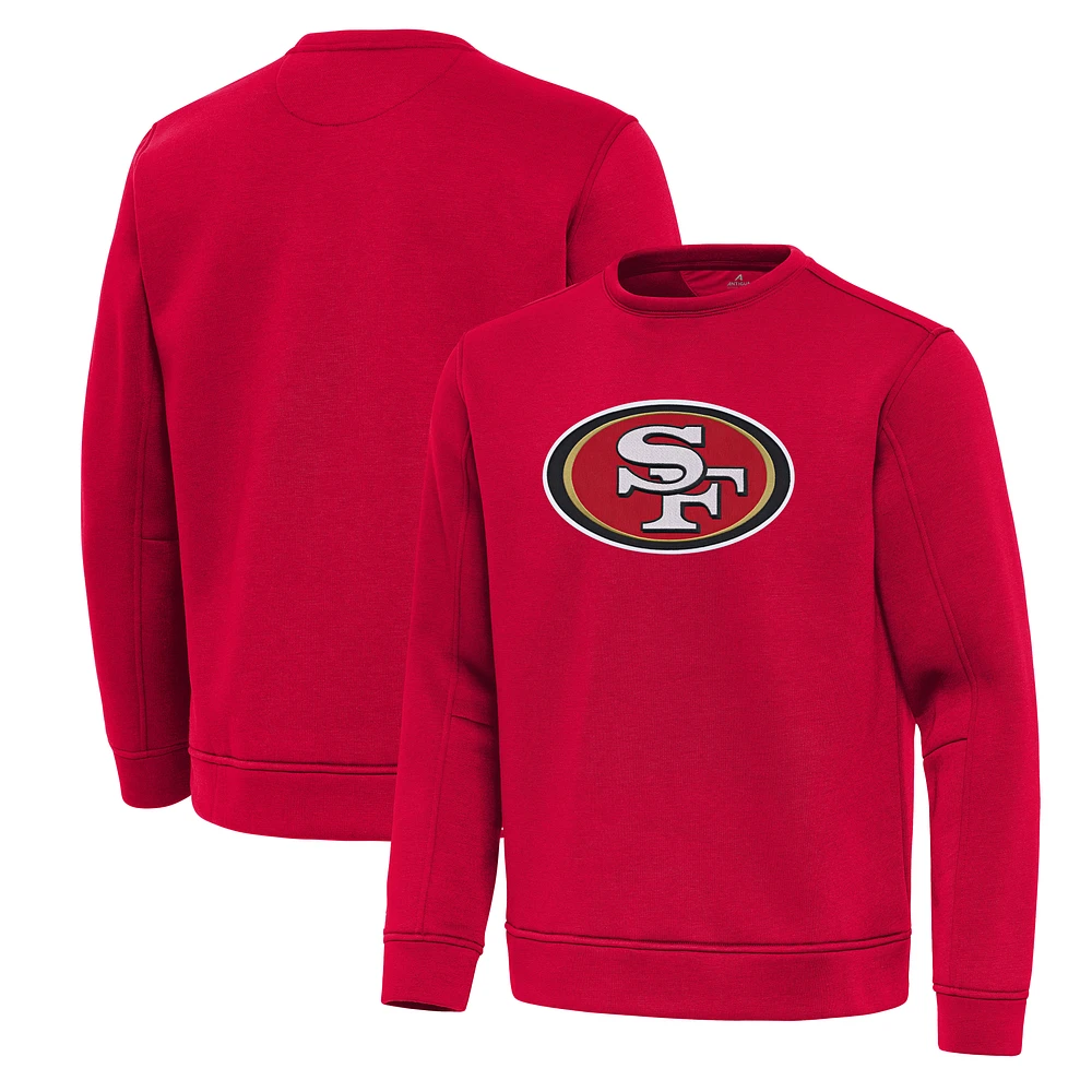 Men's Antigua Scarlet San Francisco 49ers Relevant Lightweight Pullover Sweatshirt